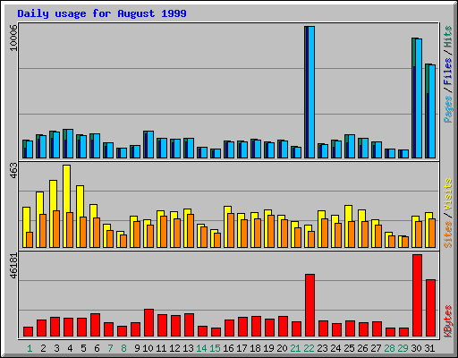 Daily usage for August 1999
