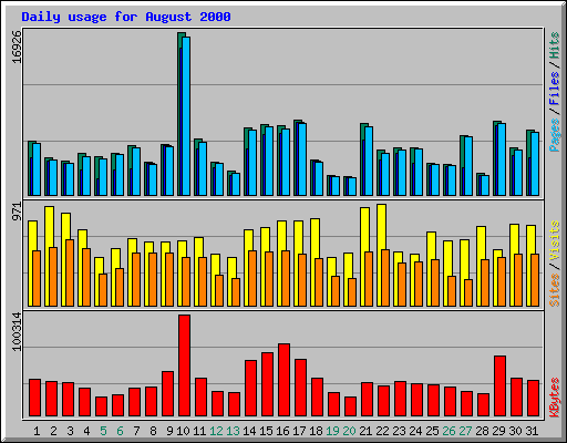 Daily usage for August 2000