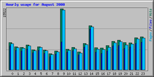 Hourly usage for August 2000