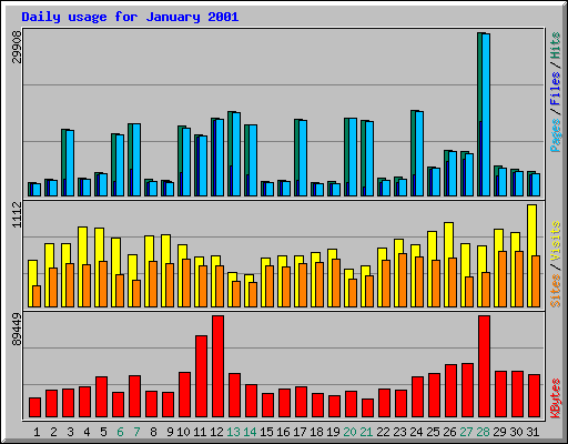 Daily usage for January 2001