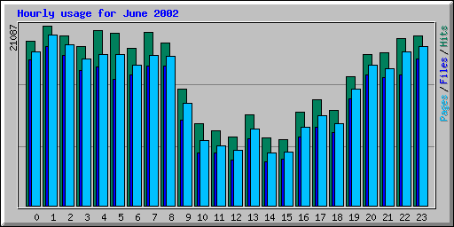 Hourly usage for June 2002