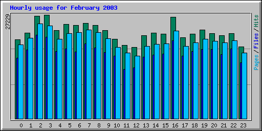 Hourly usage for February 2003